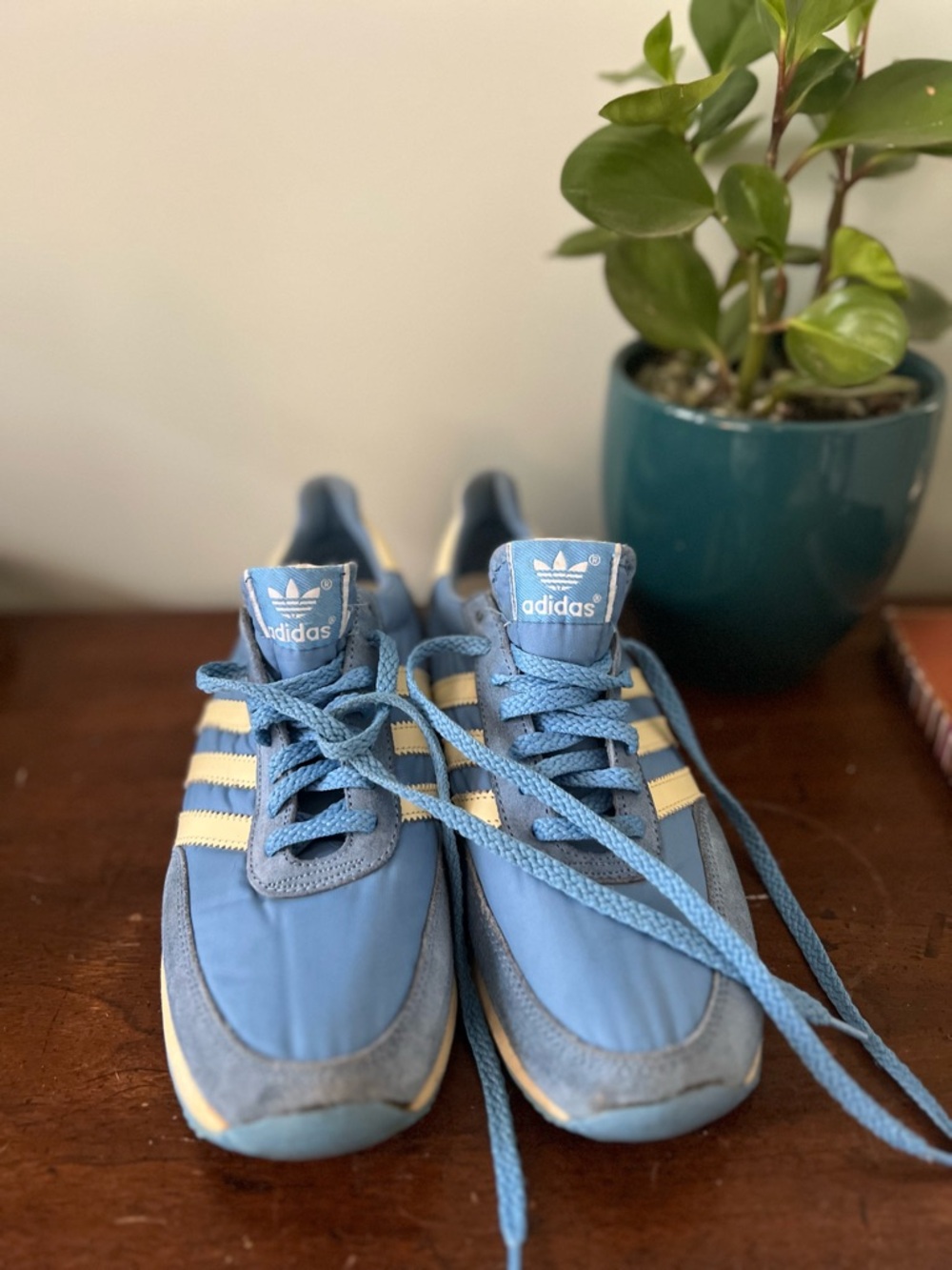 adidas Light Blue and Cream Retro Athletic Sneakers - Picture 8 of 9